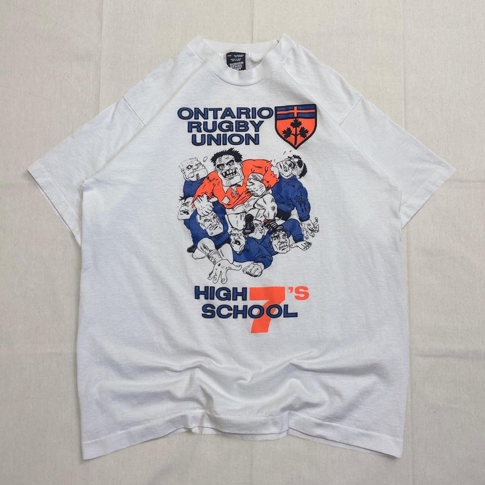 Vintage 90s Screen Stars Best Ontario Rugby graphic single stitch tee